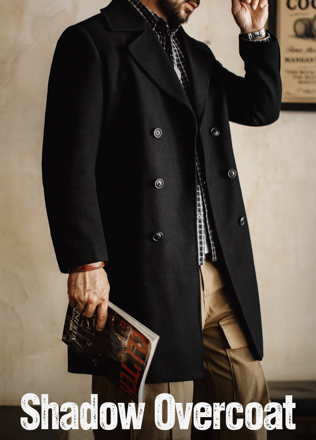 American Old Money Flat-Collar Blazer Trench Mid-Length Belt Thick Men's Coat