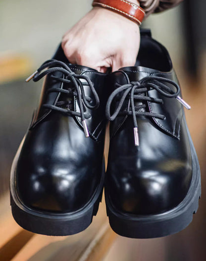 Mickey Derby Leather Round Toe Big Toe Men's Dress Shoes - Harmony Gallery