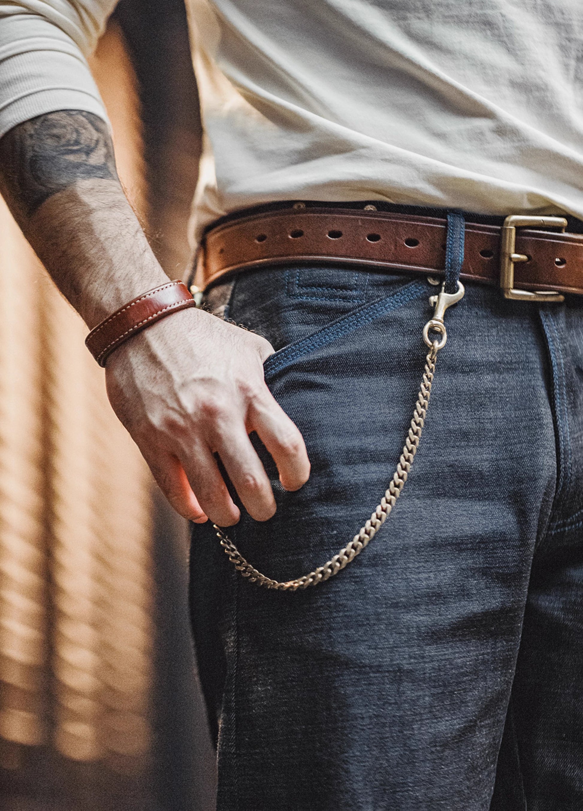 American Retro Pepper Salt Blue Raw Denim Straight Men's Jeans - Harmony Gallery