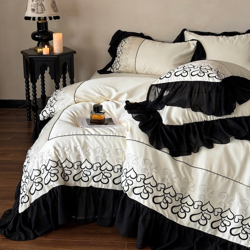 French Love Lace Cotton Four-Piece Heat Storage And Warmth Bed Set - Harmony Gallery
