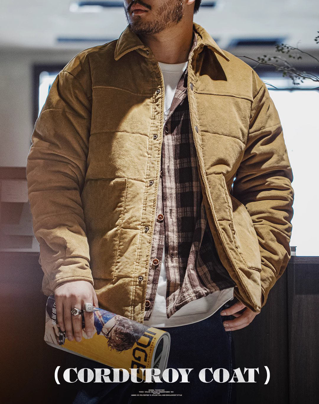American Retro Corduroy Cotton Thickened Warm Men's Jacket - Harmony Gallery