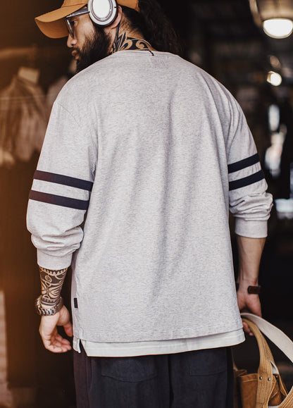 American Striped Embroidered Thin Shoulder And Hoodless Men's Sweater