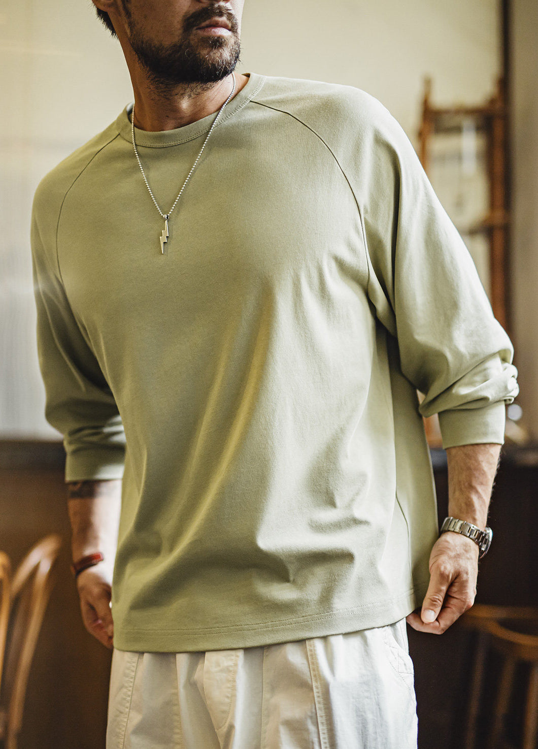 American Vintage White High-Quality Basic Inner Layer Men's Sweater
