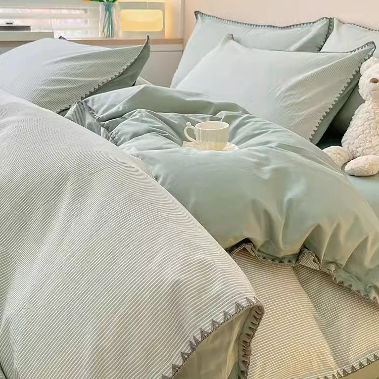 Light Luxury Pure Cotton Washed High-Grade four-piece Bed Set - Harmony Gallery