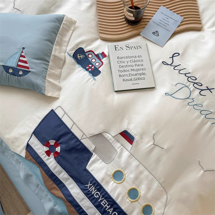 Cartoon Cute Navigator Four-Piece Pure Cotton Bed Set - Harmony Gallery