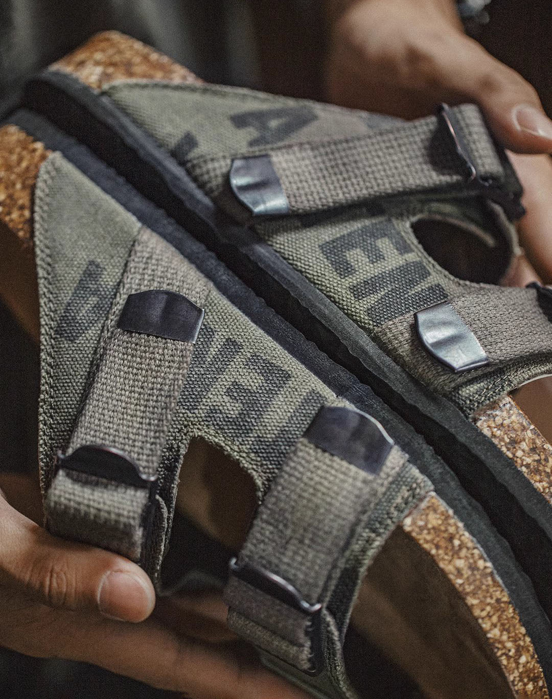 Outdoor Beach Retro Camouflage Canvas Cork Flip Flops Men's Sandal - Harmony Gallery