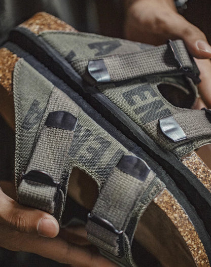 Outdoor Beach Retro Camouflage Canvas Cork Flip Flops Men's Sandal - Harmony Gallery