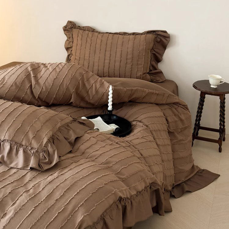 French Girly Heart Cut Flowers Four-piece Pure Cotton Ruffled Bed Set - Harmony Gallery