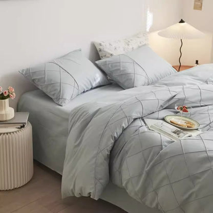 Nordic Rhombus Light Luxury Washed Cotton Four-Piece Bed Set - Harmony Gallery