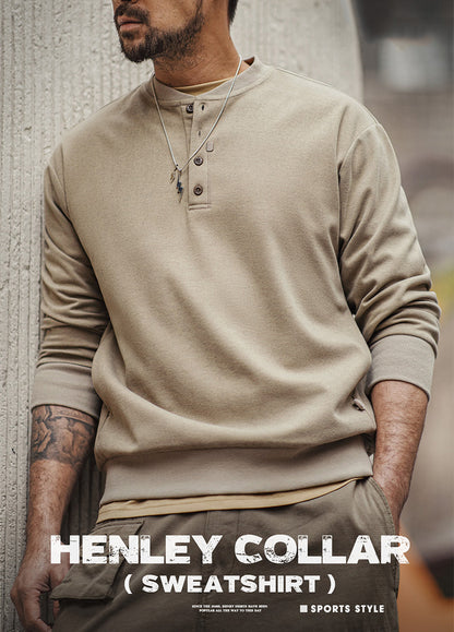 American Casual Henley Collar Woolen Clean fit Base Men's Sweater