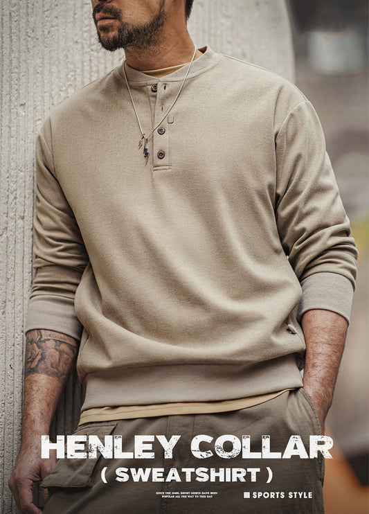American Casual Henley Collar Woolen Clean fit Base Men's Sweater - Harmony Gallery