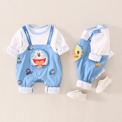 Cute Cartoon Long-Sleeved Spring and Autumn Full Moon Baby Boy's Romper - Harmony Gallery