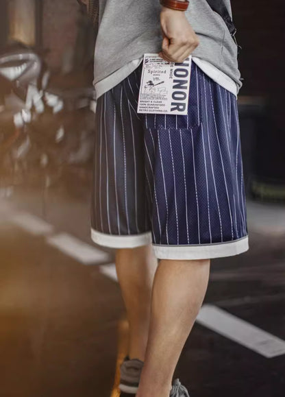 American Retro Basketball Mesh Loose Embroidered Baseball Men's Shorts - Harmony Gallery