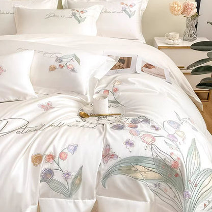Nordic Light Luxury Princess Cotton Embroidered Four-Piece Bed Set - Harmony Gallery