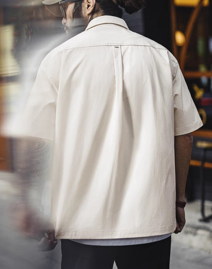 American Retro Monument Valley Cuban Collar Short-Sleeved Printed Men's Shirt - Harmony Gallery