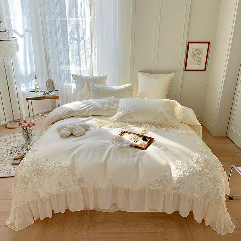 French Romantic Lace Princess Soft Cotton Four-Piece Bed Set - Harmony Gallery