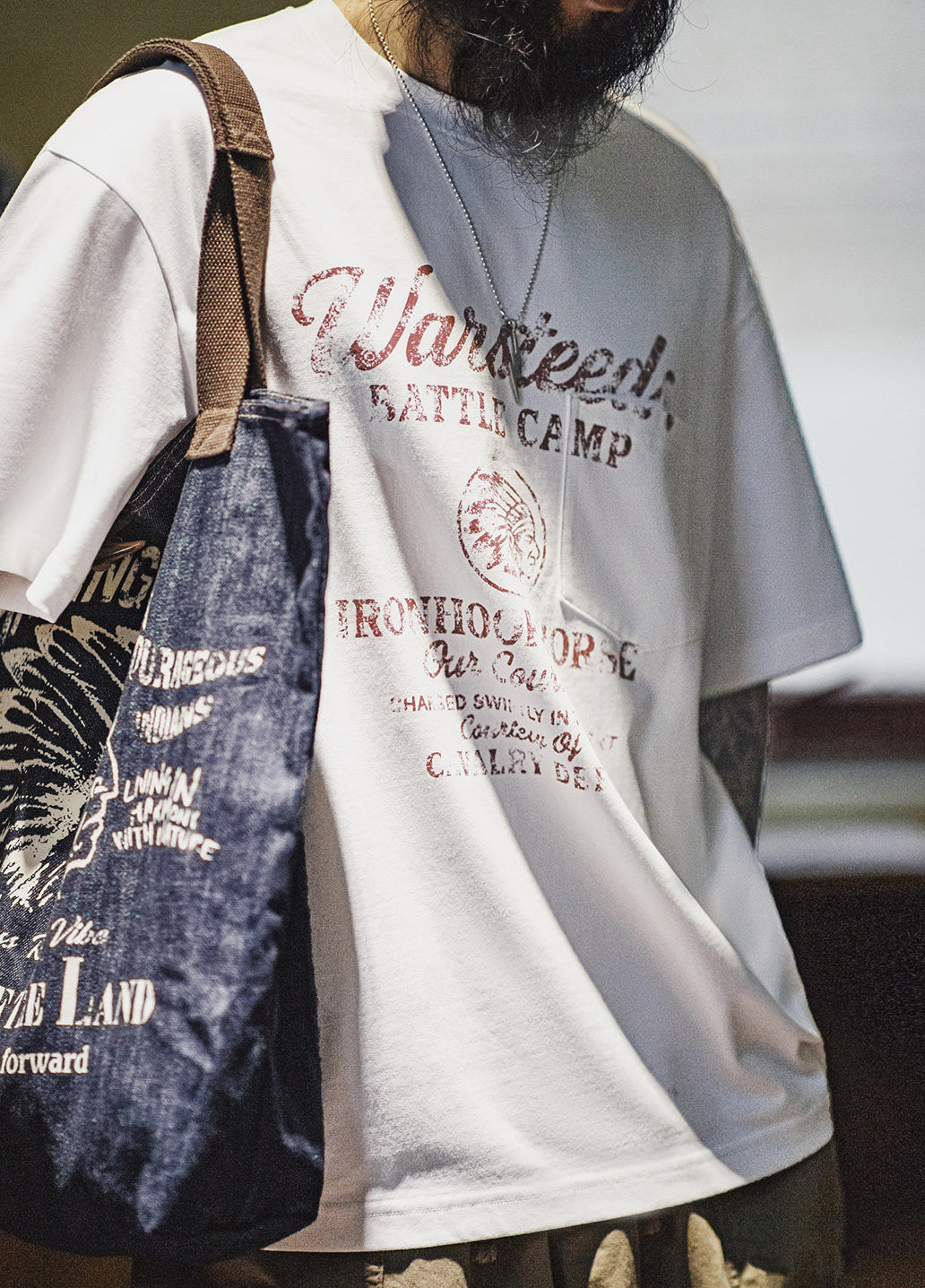 American Retro Distressed Letter Print  Drop Shoulder Thin  Men's T-Shirt