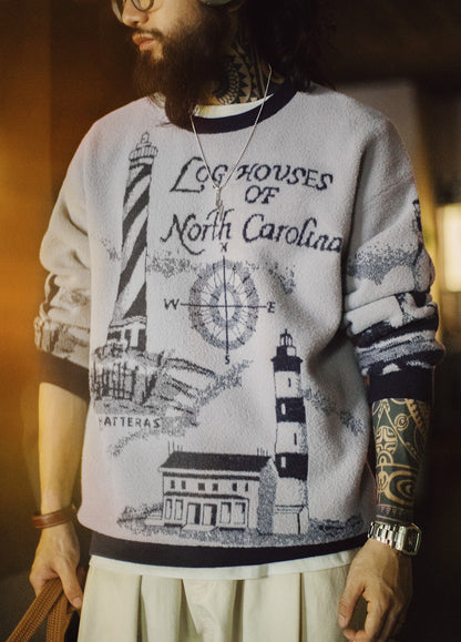 American Retro Smoky Gray Pullover Soft Warm Thick And Relaxed Men's Sweater - Harmony Gallery