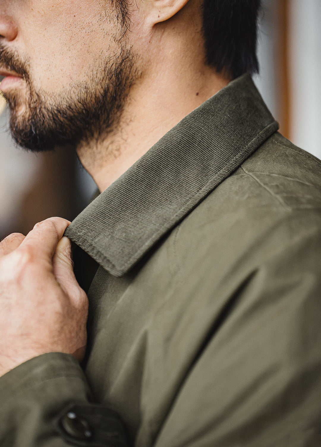 American Workwear Trench Military Green Mid-Length Cotton Men's Coat