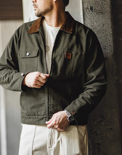American Retro Heavy Canvas Detroit Tough Hunting Short Men's Jacket - Harmony Gallery