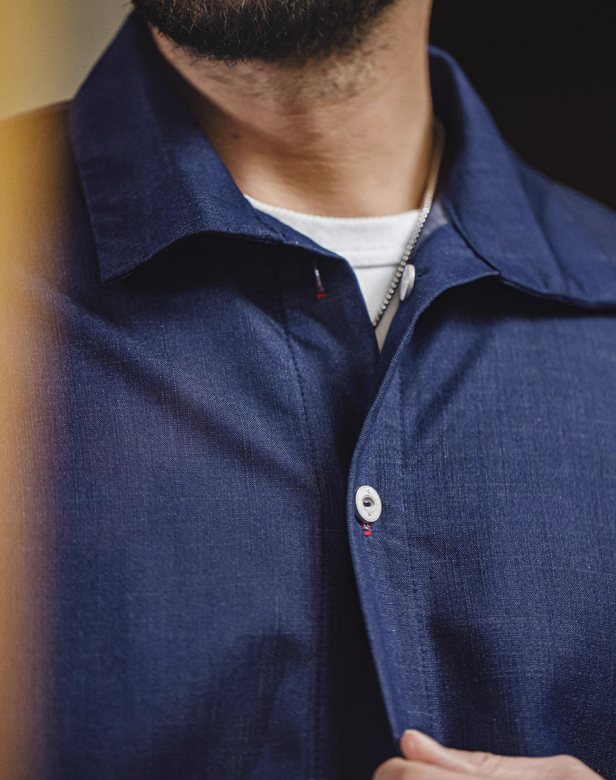 American Workwear Retro Imitation Tencel Denim Men's Shirt - Harmony Gallery