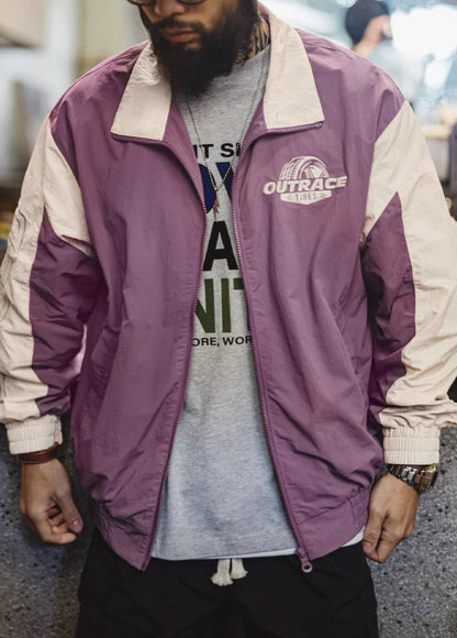 American Retro Contrast Color Embroidery Wear-Resistant Motorcycle Men's Jacket - Harmony Gallery