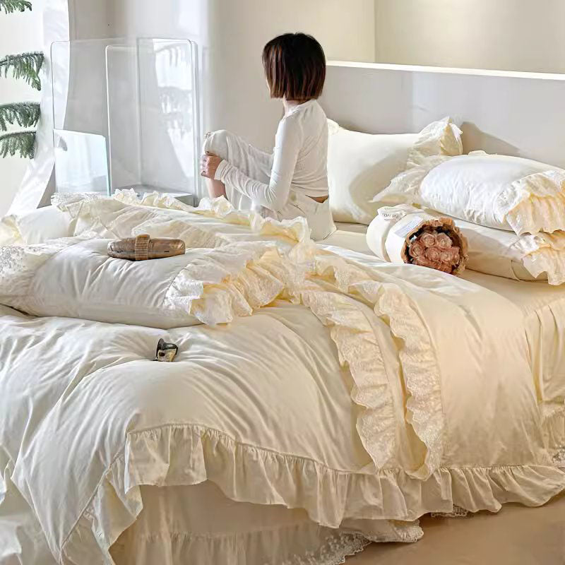 French Princess High-End Fairy Four-Piece Pure Cotton Lace Bed Set - Harmony Gallery