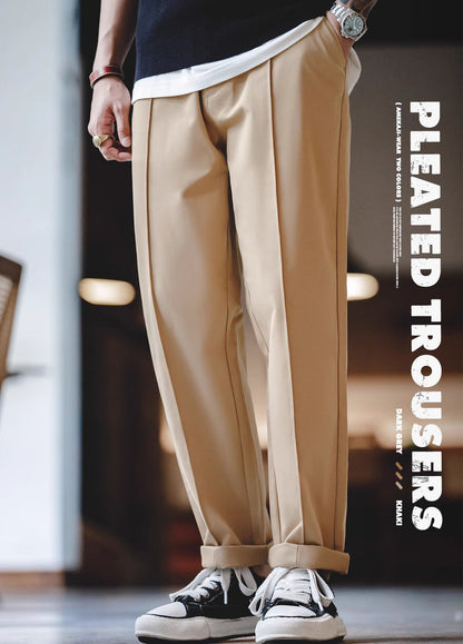 American Casual Workwear Versatile Pleated Men's Trousers - Harmony Gallery