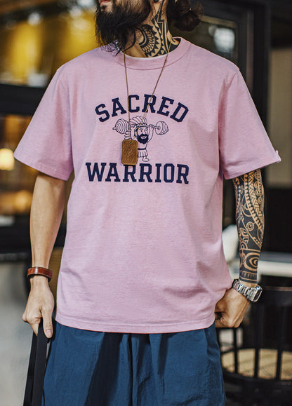 American Retro Print Flocked Loose Summer Daily Men's T-Shirt