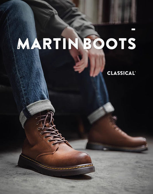 British Retro High-Top Leather motorcycle Versatile Martin Men's Boot - Harmony Gallery