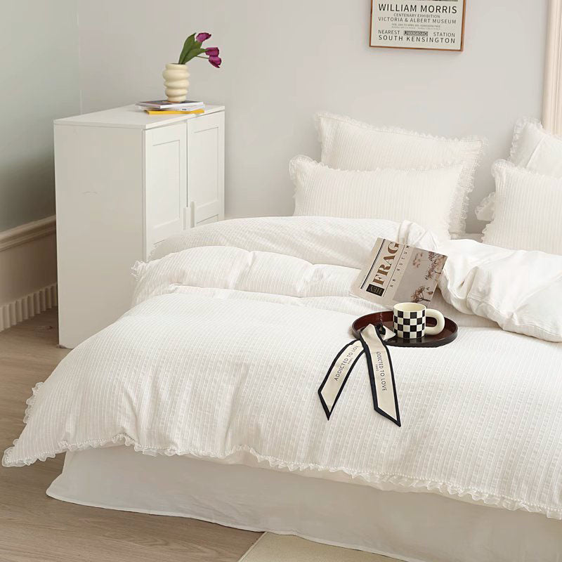 Ins Fairy Princess Sleeping Cotton Washed Four-Piece Bed Set - Harmony Gallery