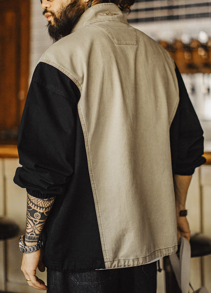 American Color-Block Half Zipper Semi-Open Patchwork Men's Sweater - Harmony Gallery