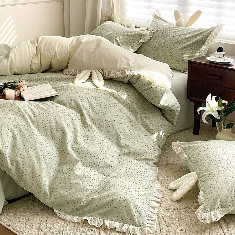 French Princess Floral Heart Cotton Four-Piece Bed Set - Harmony Gallery
