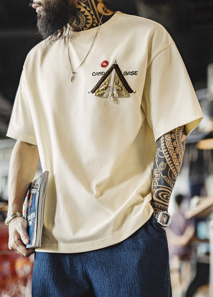 American Creative Cotton Heavy Half Sleeve Threaded Neckline Men's T-Shirt - Harmony Gallery