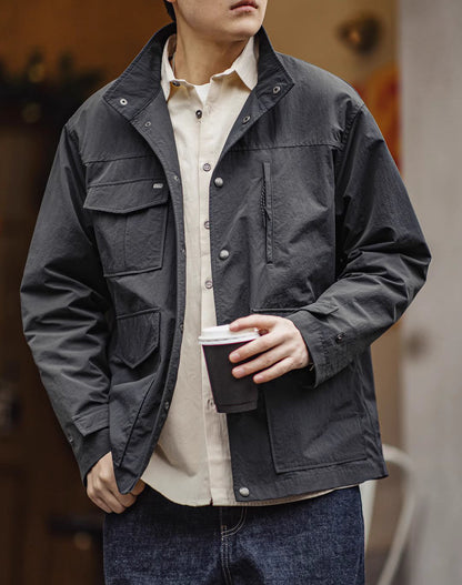 American Workwear Four-Pocket Waterproof Lapel Men's Jacket - Harmony Gallery