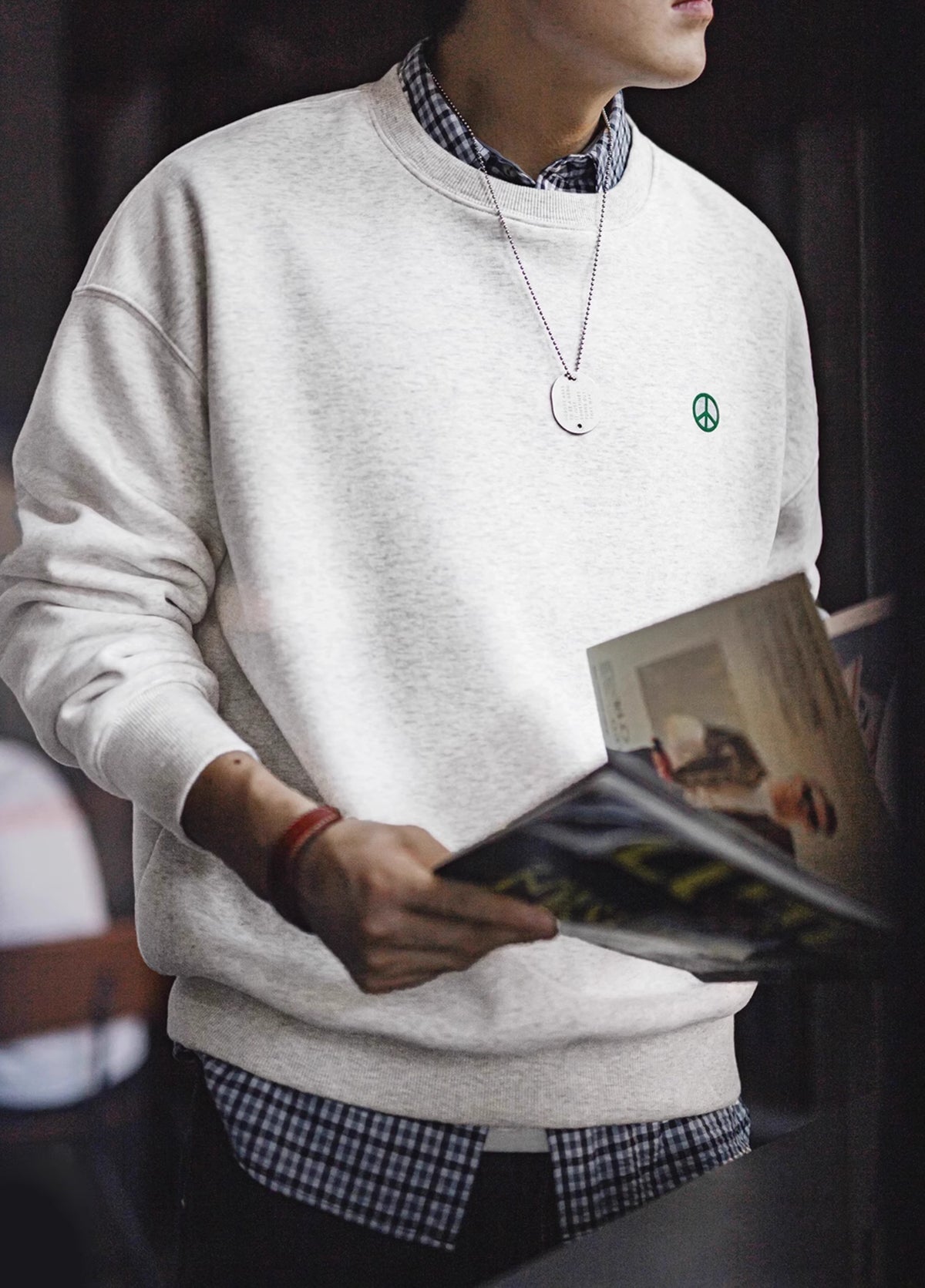 American Plus Velvet Basic Youth Popularity Loose Shoulder Men's Sweater - Harmony Gallery
