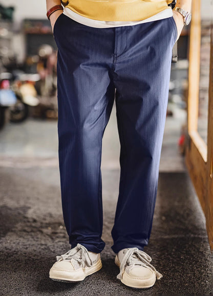 American Retro Logger Leg Slightly Tapered Elastic Waist Herringbone Men's Trousers - Harmony Gallery