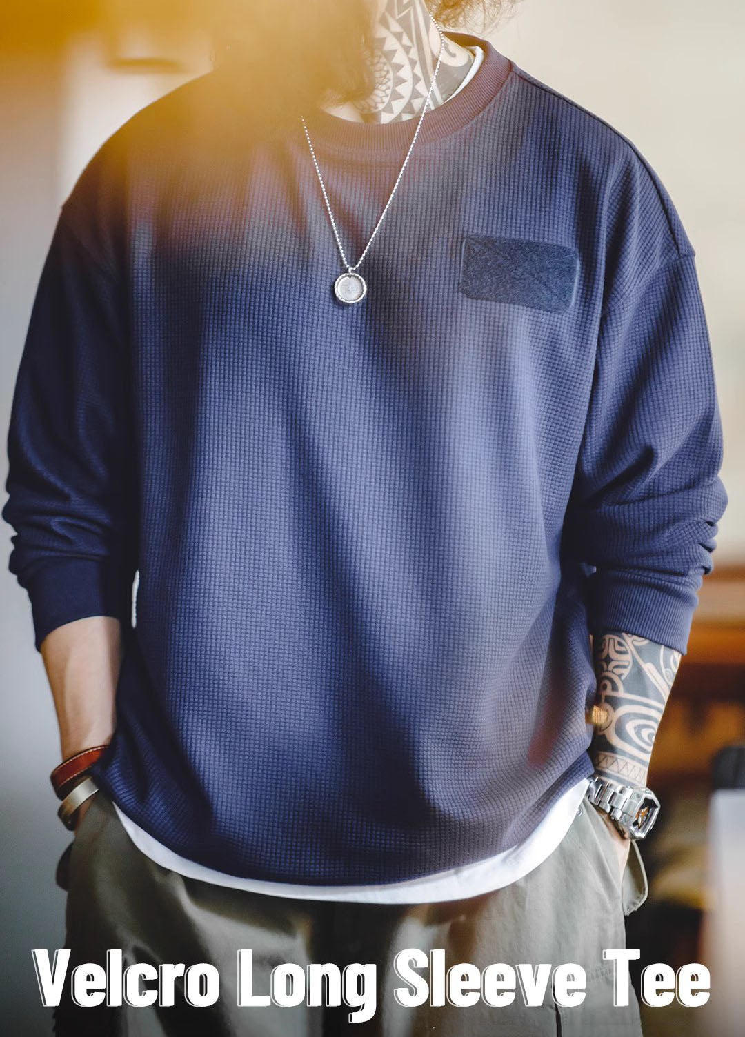 American Workwear Waffle Velcro Drop Shoulder Men's Sweater - Harmony Gallery