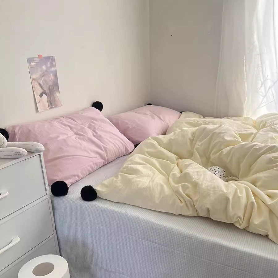 Girly Heart Student Pure Cotton Four-Piece Contrasting Color Bed Set - Harmony Gallery