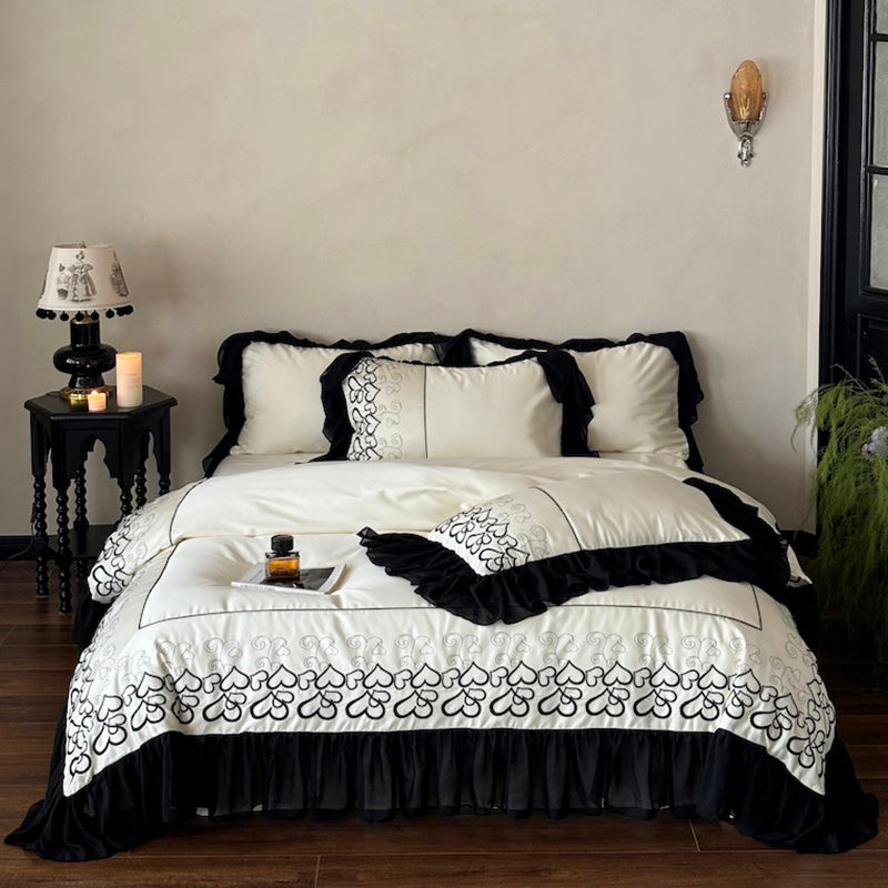 French Love Lace Cotton Four-Piece Heat Storage And Warmth Bed Set - Harmony Gallery