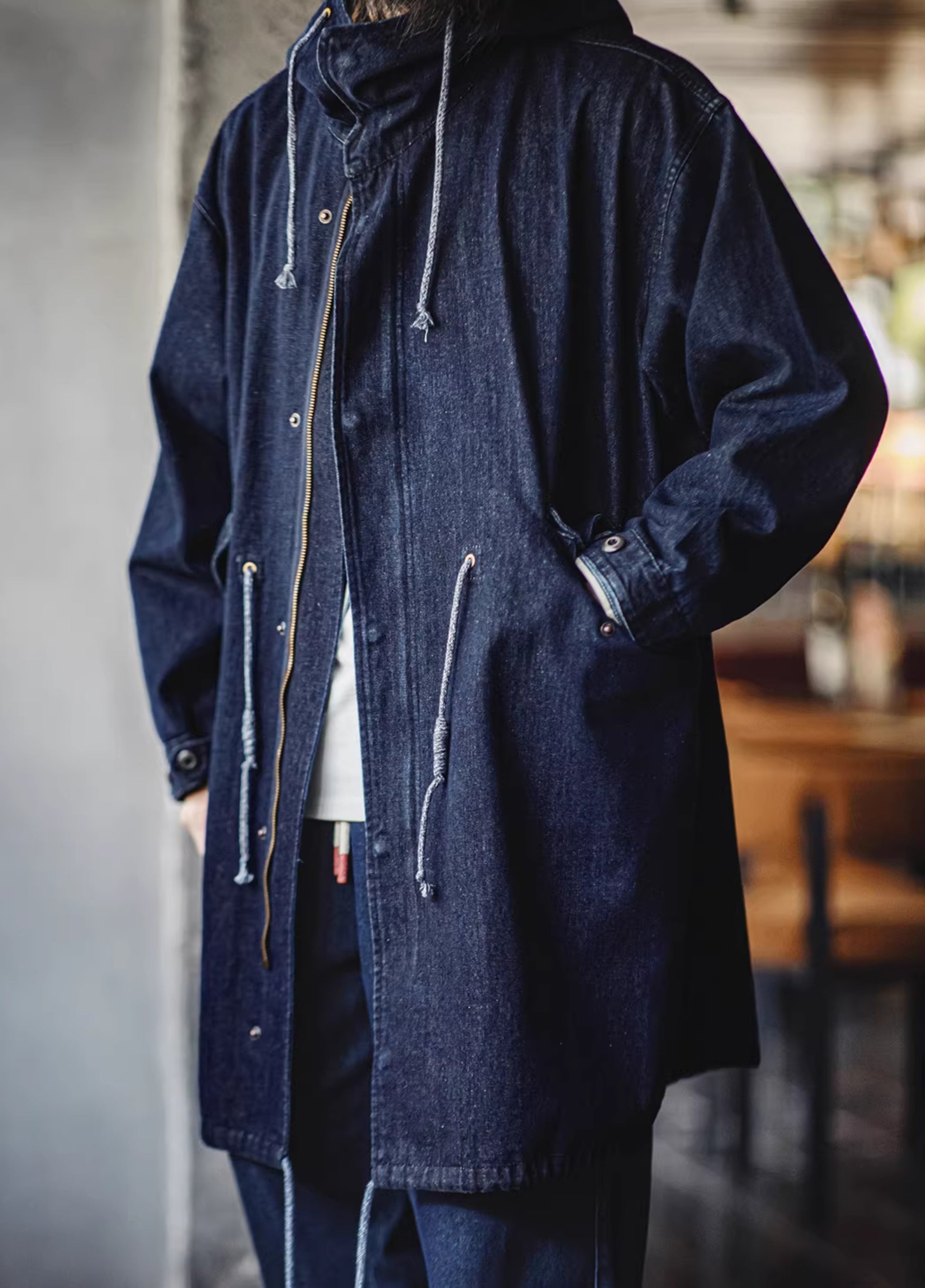 American Retro M51 Denim Fishtail Windbreaker Mid-Length Men's Jacket - Harmony Gallery