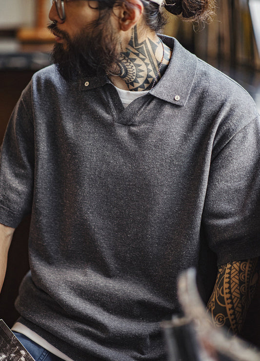 American Old Money Seagull Collar Polo Shirt Loose Men's T-Shirt