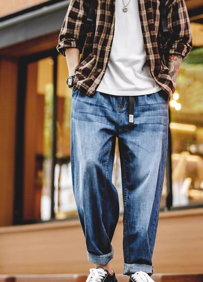 American Casual Grinding Washed Loose Men's Jeans - Harmony Gallery