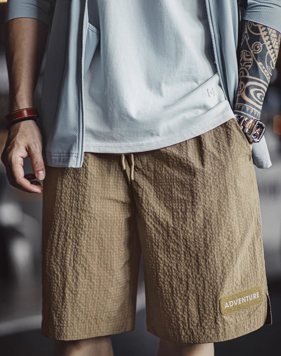 Workwear American Plaid Functional Woven Men's Shorts - Harmony Gallery