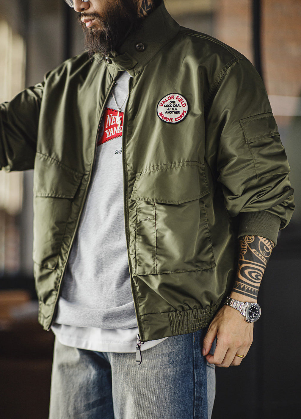 American Retro G8WEP Flight Short Standing Leading Thin Military Men's Jacket - Harmony Gallery