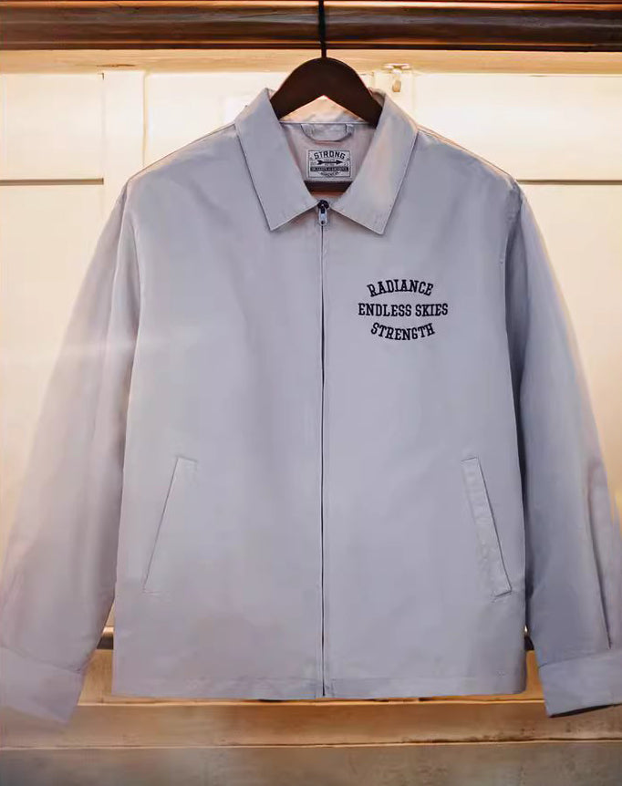 American Retro Letter Embroidery Coach Loose Silhouette Spring Men's Jacket - Harmony Gallery