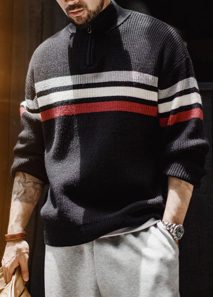 American Half-Zipper Knit Heavyweight Half-Turtleneck Outerwear Men's Sweater - Harmony Gallery