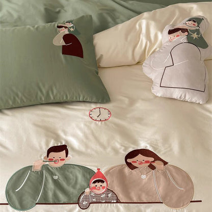 Family Wash And Brush Pure Cotton Four-Piece Bed Set - Harmony Gallery
