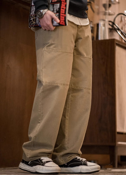 American Retro Double Knee Pocket Lumberjack Cotton Straight Men's Trousers - Harmony Gallery
