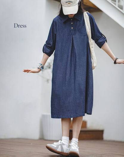 Retro Denim Skirt Atmosphere Button Slimming Women's Dress - Harmony Gallery